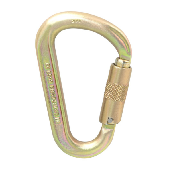 Gold carabiner from ISC with supersafe gate