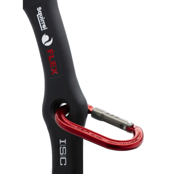 ISC Squirrel Flex Tether with Accessory Carabiner showing red coloured carabiner clipped into device