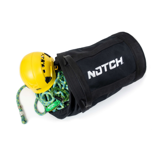 Notch Pro 250 Bag with yellow helmet and green rope