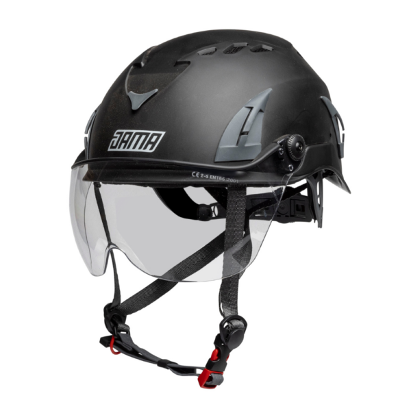 Grey visor on black JAMA helmet